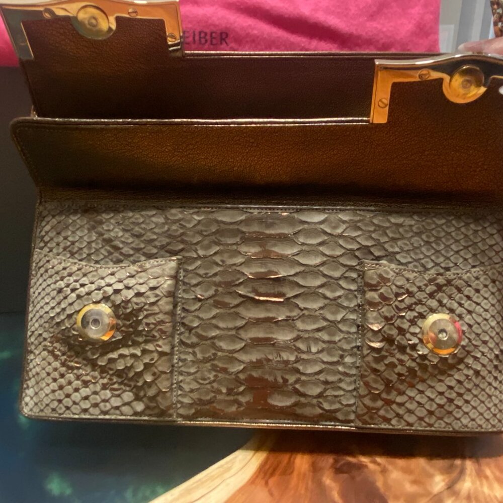 Judith Leiber Limited Edition Authentic Python Rare Double Flap Python Handbag - Picture 4 of 13